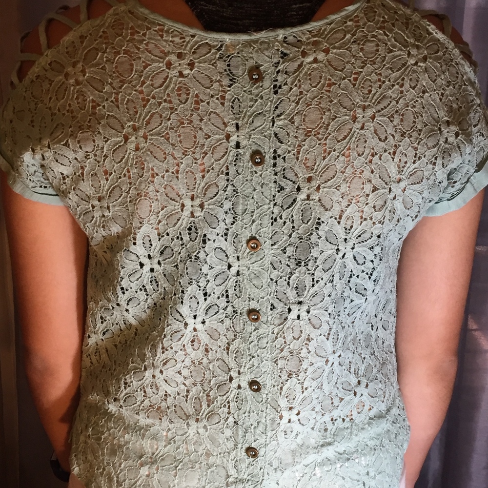 Lace button back Shirt